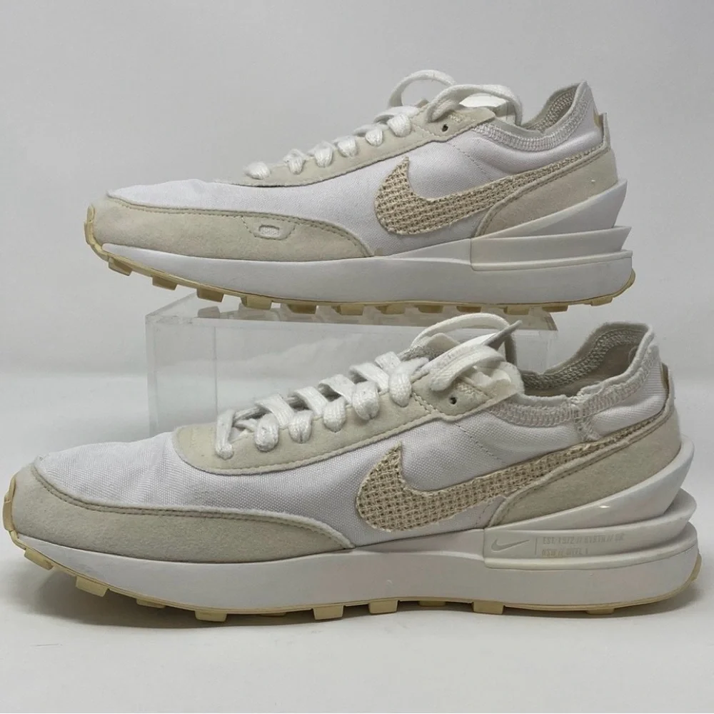Nike Waffle One Woven Swoosh in summit White/Fossil Colorway Size 7.5